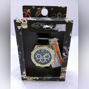 Ed Hardy Gold and Black Men's Watch NWT